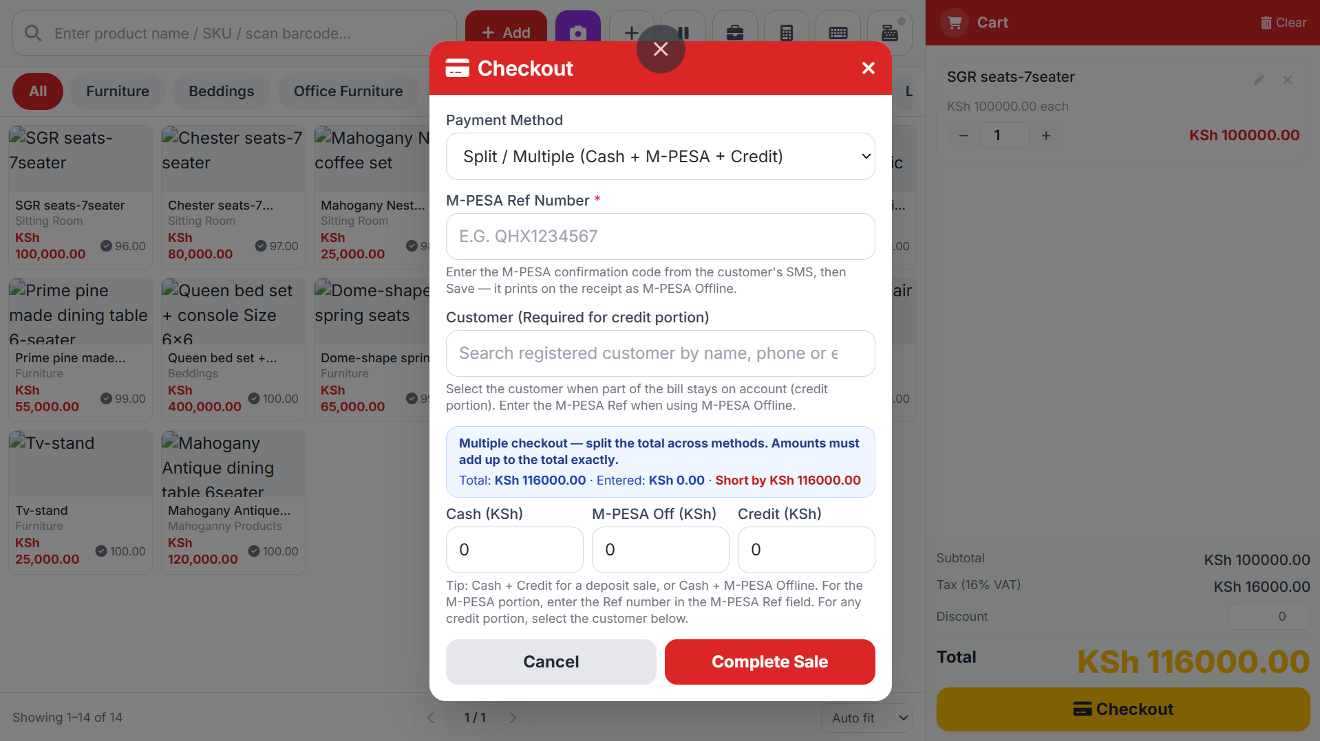 ZillahPOS Multiple Payment Methods activated